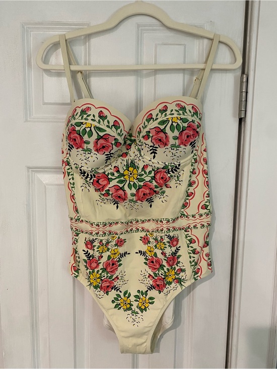 Tory Burch Other - Tory Burch Cream One-Piece Swimsuit with Pink & Yellow Floral Motif